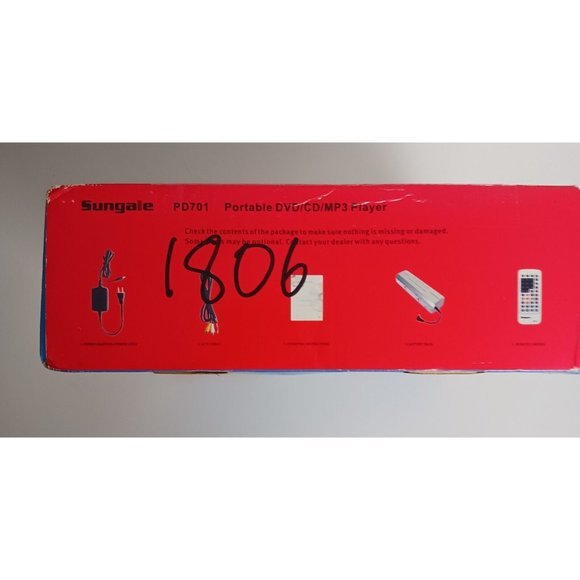 Sungale Portable DVD CD Mp3 Player PD701 Remote Control AC DC AV Cable NOS - Picture 7 of 10